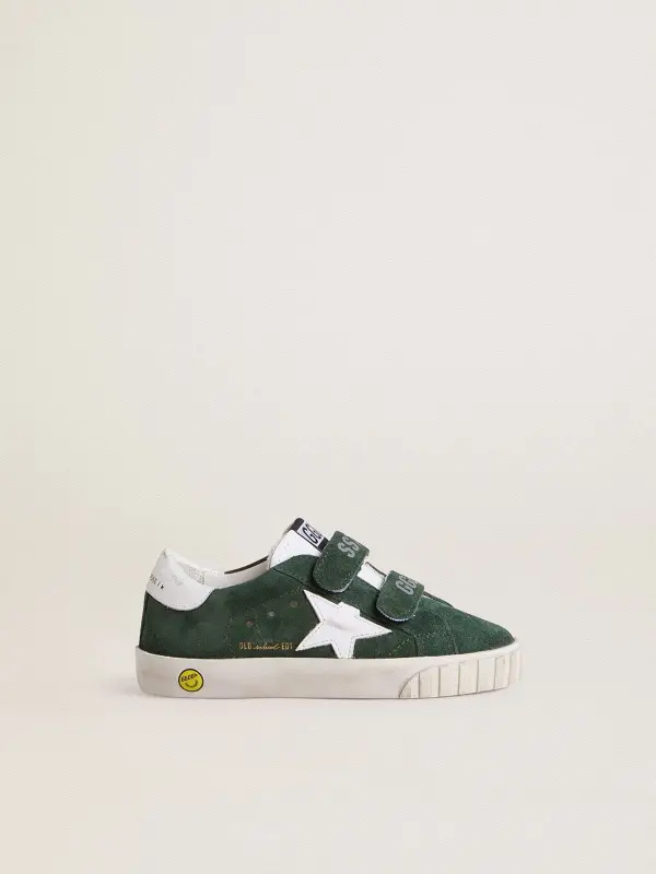 Old School Junior in green suede with white leather star and heel tab online