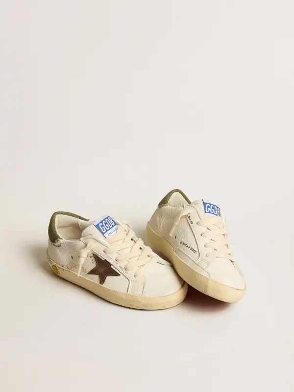 Super-Star Junior in nappa with suede star and green heel tab online