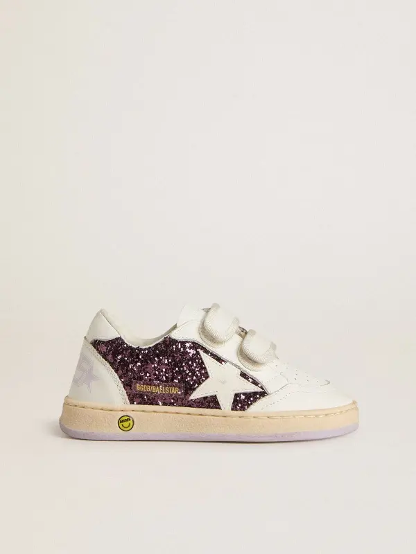 Teen Ball Star in purple glitter with white leather star and heel tab online