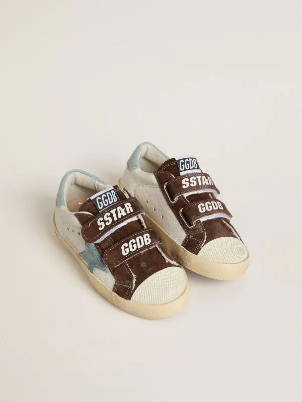 Teen Old School in nappa with light blue suede star and brown suede inserts online