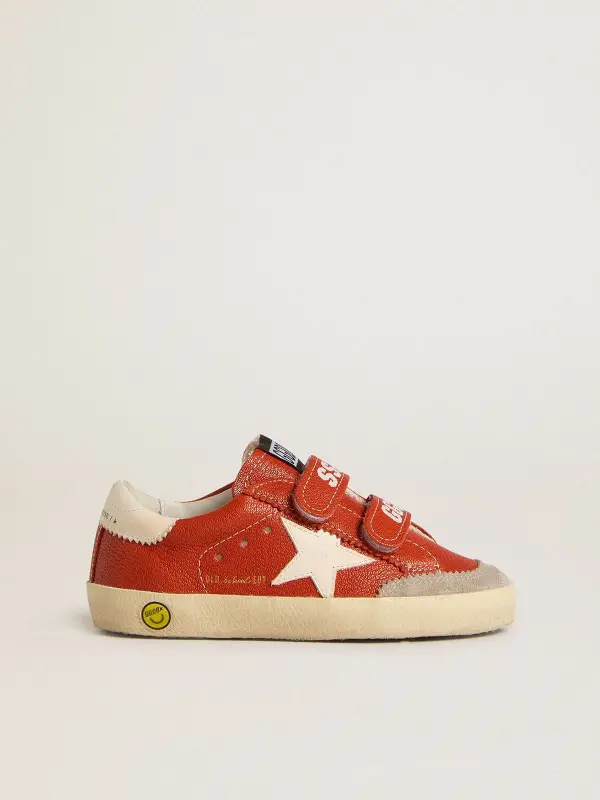 Teen Old School in orange nappa with white star and cream-colored leather heel tab online