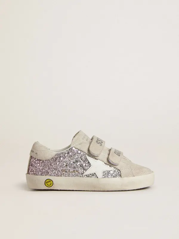 Teen Old School in silver and pink glitter with white leather star online