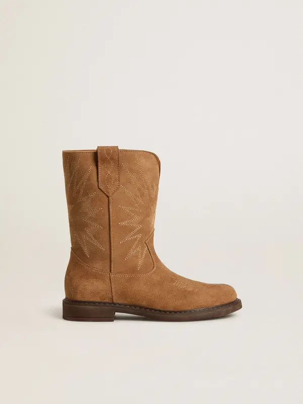 Wish Junior boots in camel suede with star embroidery online