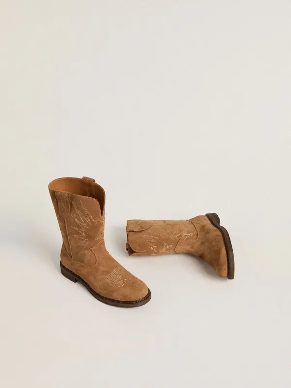Wish Junior boots in camel suede with star embroidery online