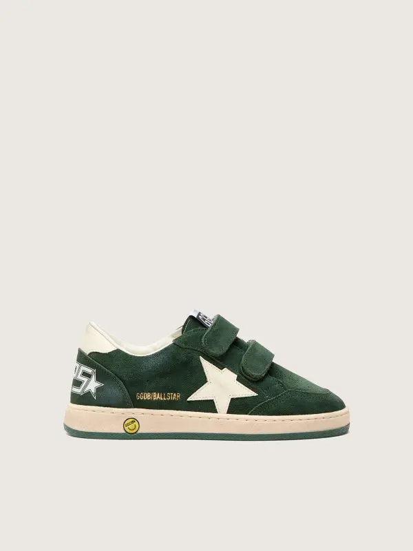 Young Ball Star in forest-green suede with cream leather star and heel tab online