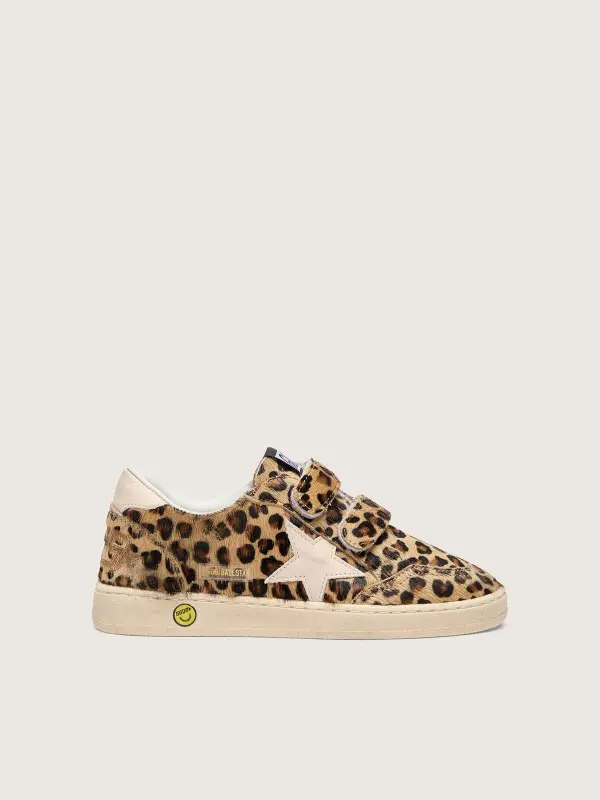 Young Ball Star in leopard-print pony skin with pink leather star and heel tab online