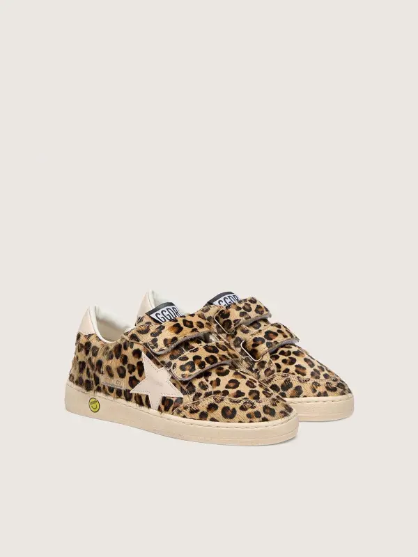 Young Ball Star in leopard-print pony skin with pink leather star and heel tab online