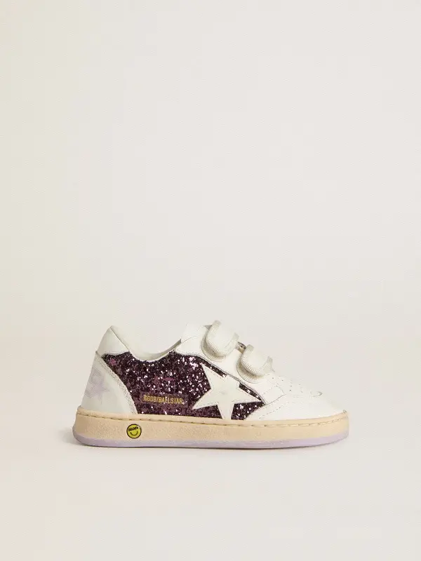 Young Ball Star in purple glitter with white leather star and heel tab online
