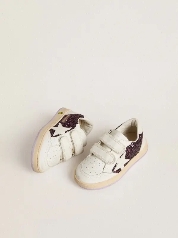 Young Ball Star in purple glitter with white leather star and heel tab online