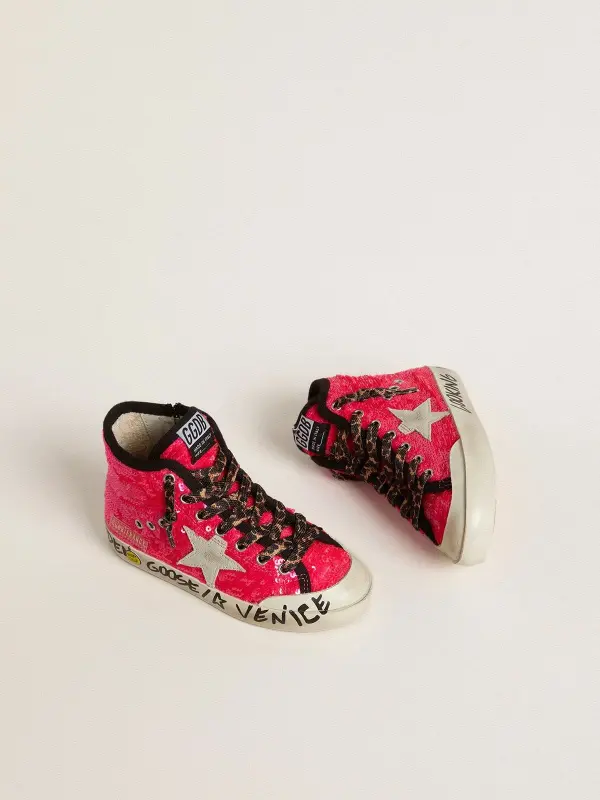 Young Francy in sequins with ice-gray suede star and animal-print laces online