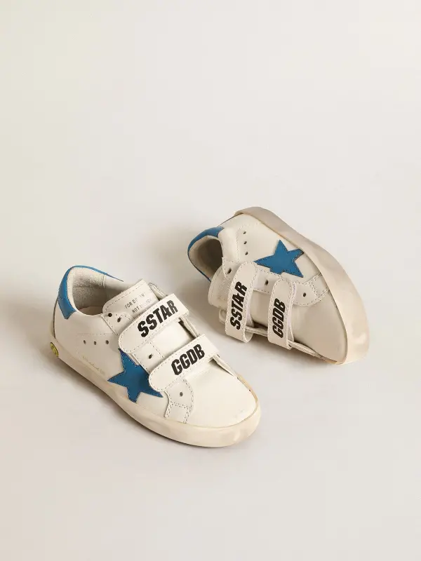 Young Old School in leather with light blue star and heel tab online