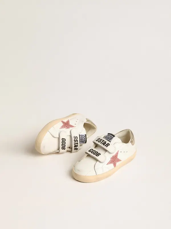 Young Old School in leather with metallic peach leather star online