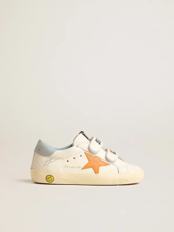 Young Old School in leather with orange star and baby blue heel tab online