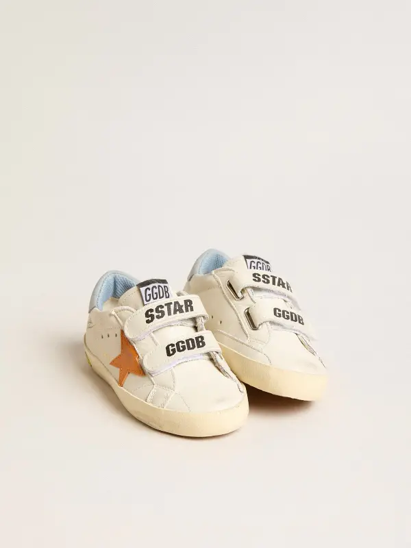 Young Old School in leather with orange star and baby blue heel tab online