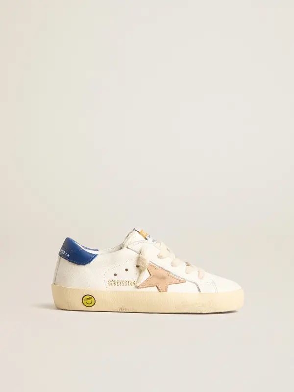 Young Super-Star in nappa leather with a beige star and blue heel tab online