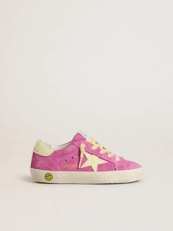 Young Super-Star in pink suede with light yellow star and heel tab online