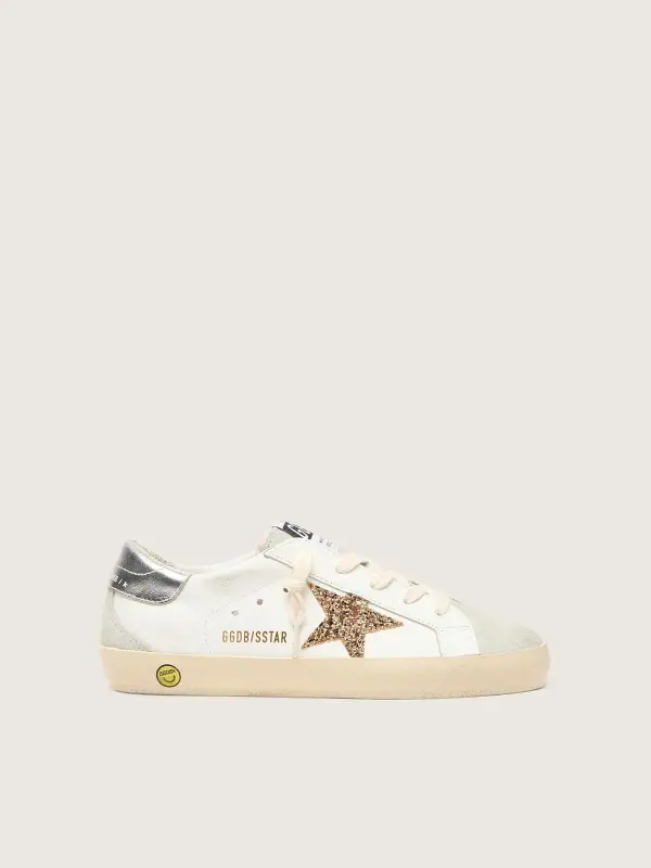Young Super-Star with gold glitter star and silver metallic leather heel tab online