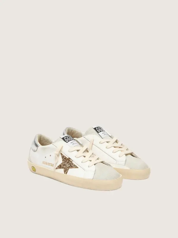 Young Super-Star with gold glitter star and silver metallic leather heel tab online