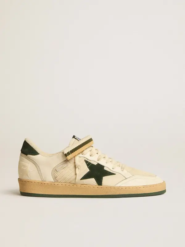Ball Star in nylon and nappa with green suede star and heel tab online