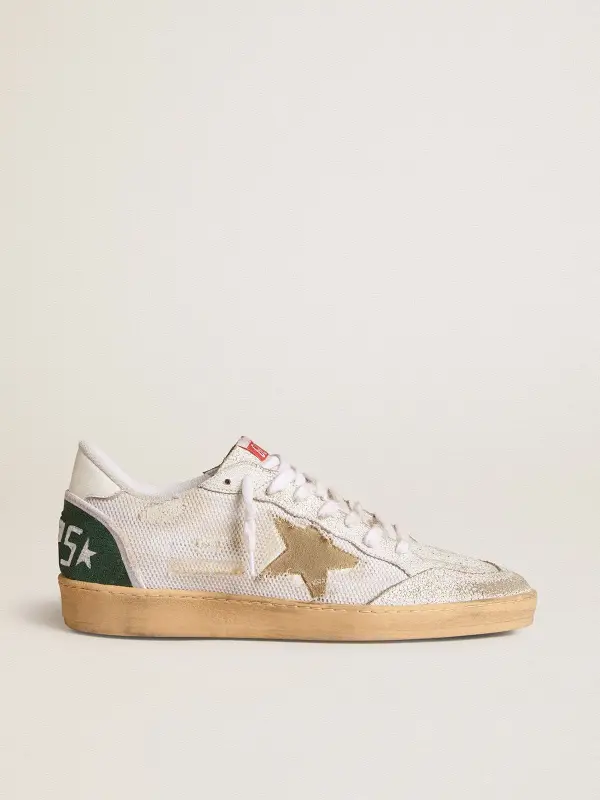 Ball Star LTD in white crackle leather and mesh with suede star online