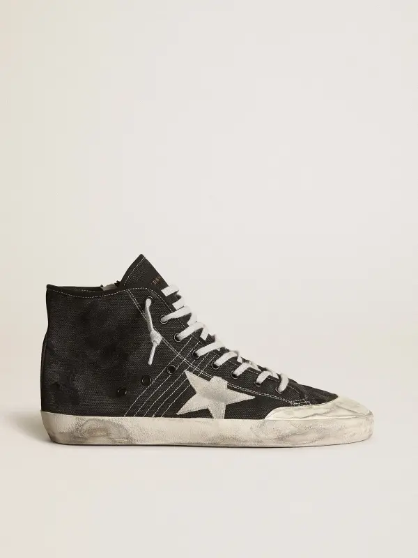 Francy Penstar in black canvas with white suede star and black suede heel tab online