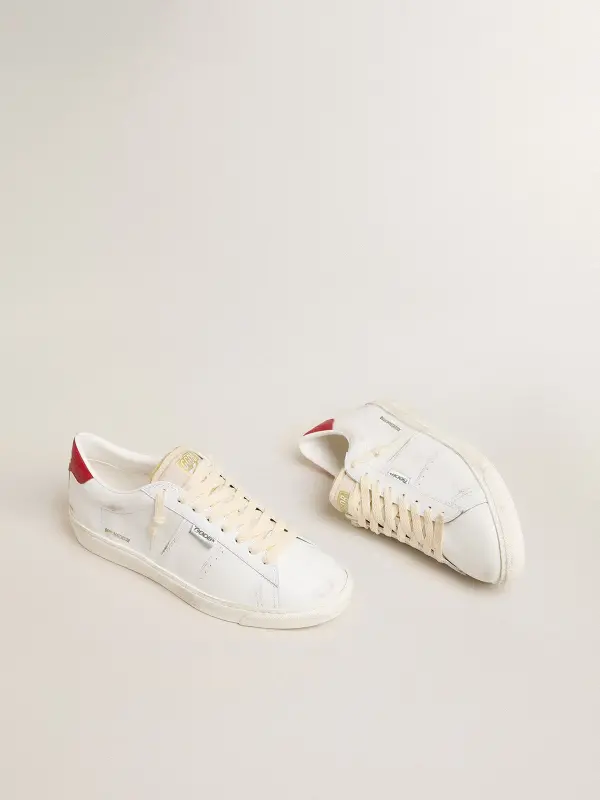 Matchstar in glossy white leather with glossy red leather heel tab online