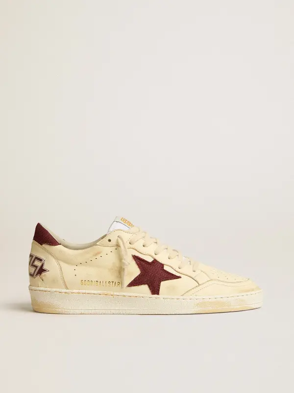 Men’s Ball Star in beige nappa with burgundy mesh star and heel tab online