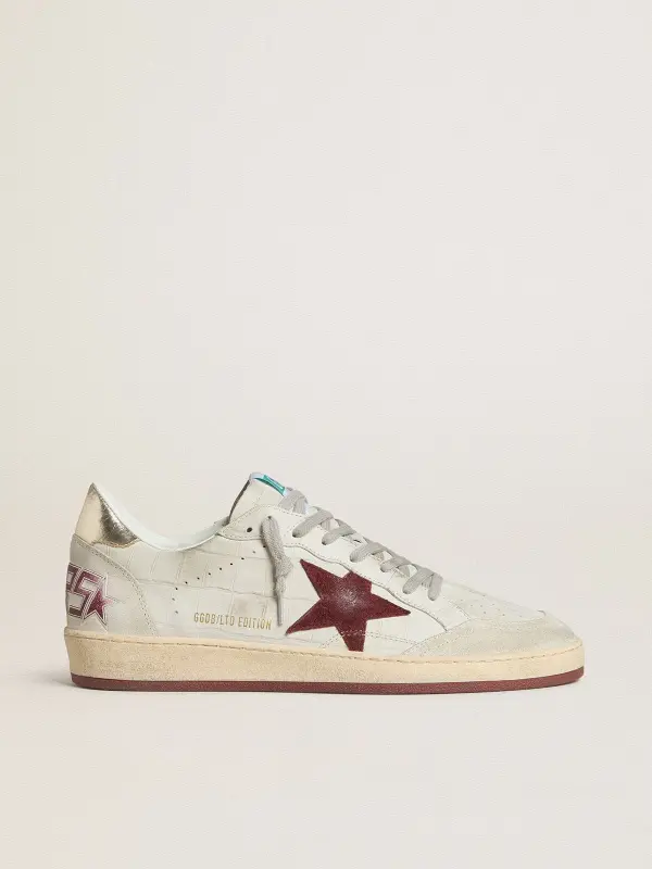 Men’s Ball Star in crocodile-print nubuck with burgundy suede star online