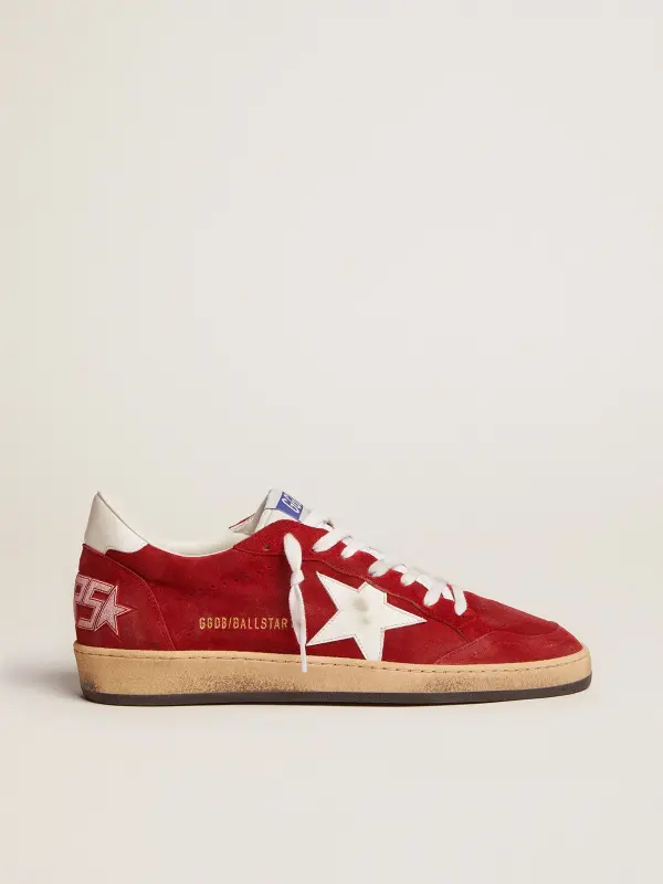 Men’s Ball Star in dark red suede with white star and heel tab online
