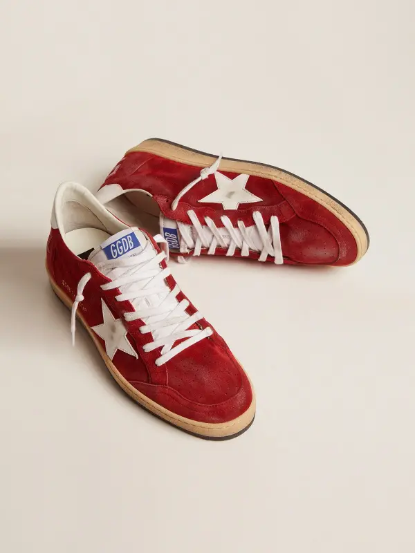 Men’s Ball Star in dark red suede with white star and heel tab online