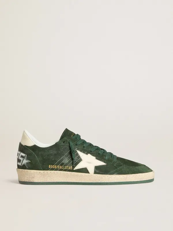 Men’s Ball Star in green suede with white leather star and heel tab online