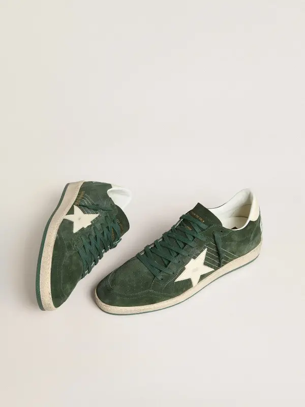 Men’s Ball Star in green suede with white leather star and heel tab online