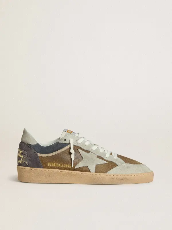 Men’s Ball Star in military-green waxed suede with ice-gray suede star and heel tab online