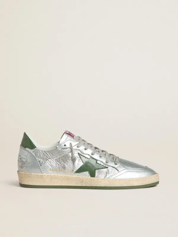Men’s Ball Star in silver nylon with green leather star and heel tab online