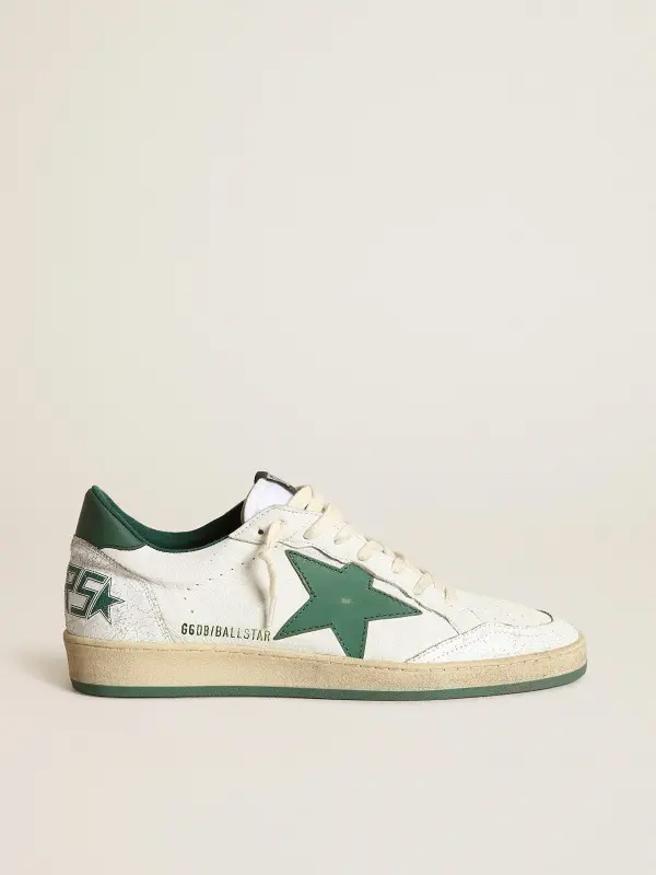 Men’s Ball Star in white nappa leather with green leather star and heel tab online