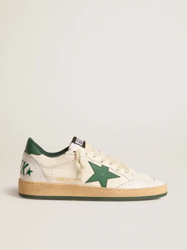 Men’s Ball Star Wishes in white nappa leather with green leather star and heel tab online