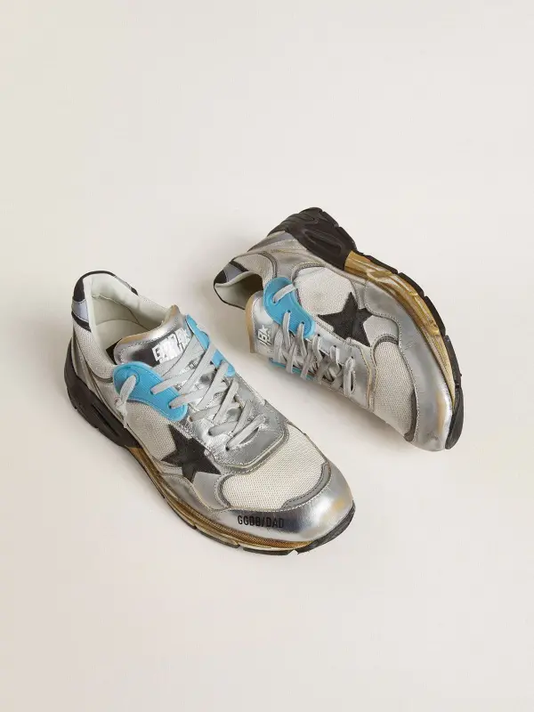 Men’s Dad-Star in mesh and silver foiled leather with black leather star online