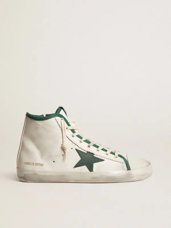 Men’s Francy LTD in white nappa leather with green rubber star online