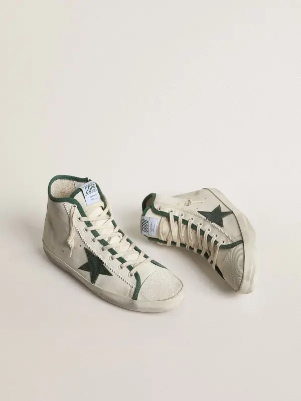 Men’s Francy LTD in white nappa leather with green rubber star online