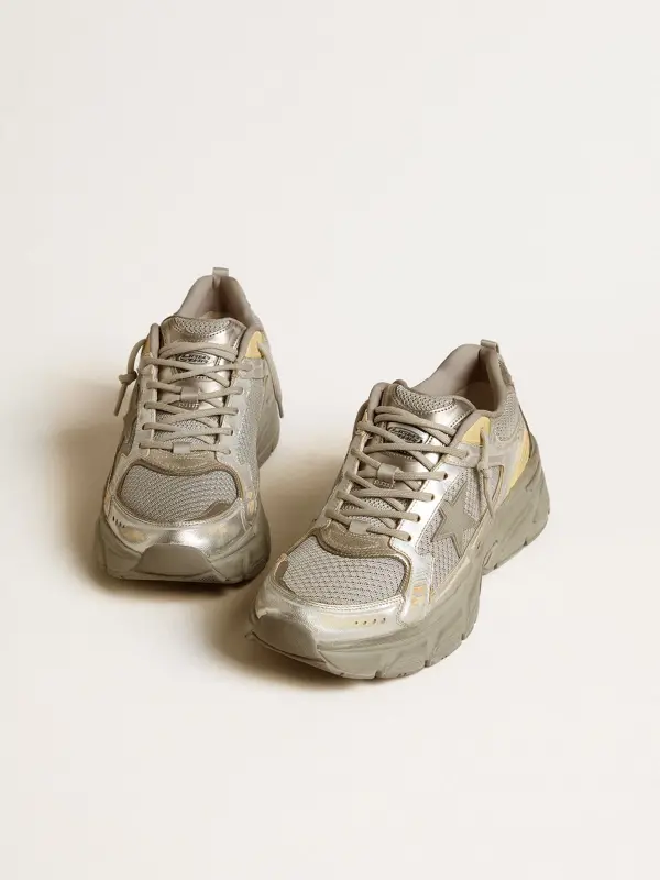 Men’s Lightstar in metallic leather and silver mesh with gray star online