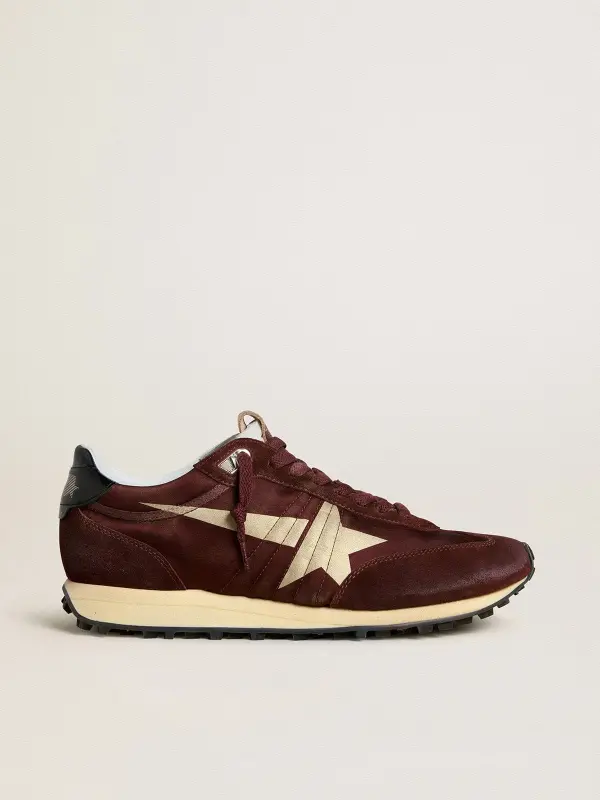 Men’s Marathon with burgundy satin upper and platinum leather star online