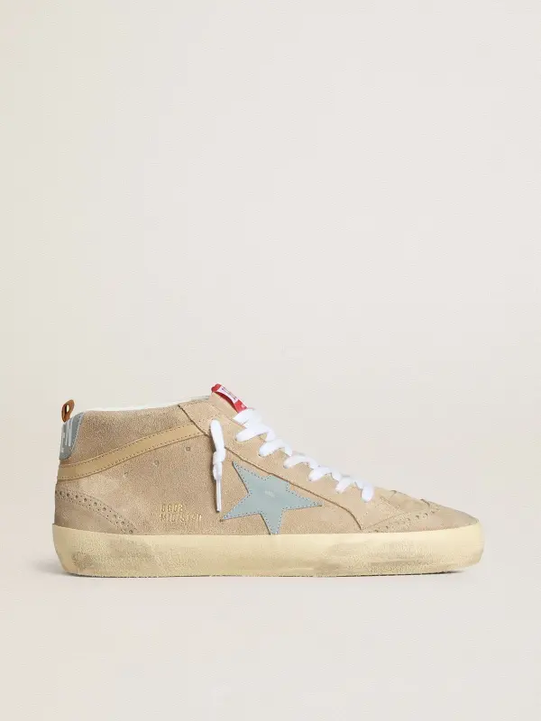 Men’s Mid Star in beige suede with powder-blue leather star and heel tab online