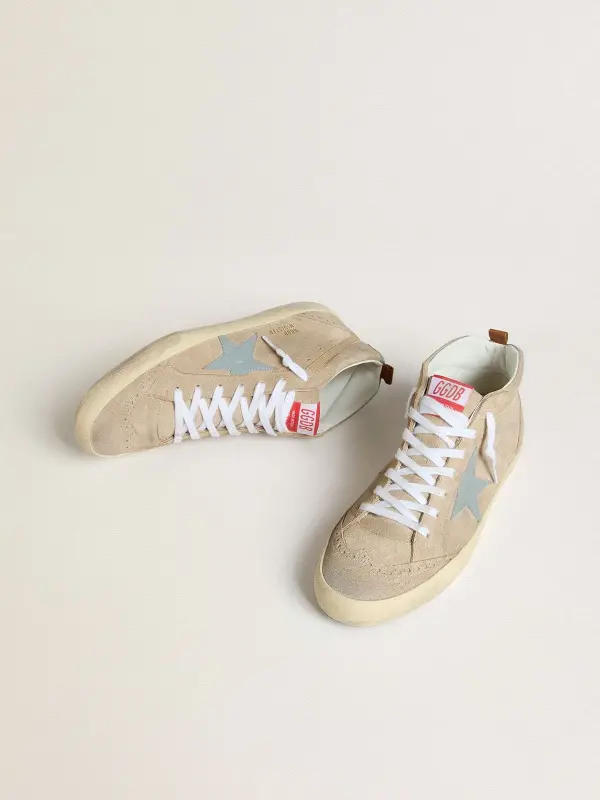 Men’s Mid Star in beige suede with powder-blue leather star and heel tab online