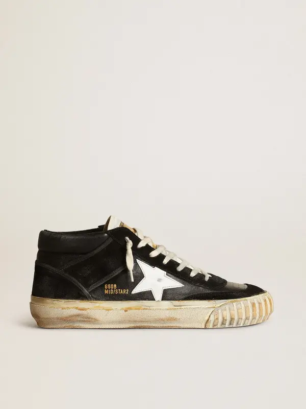 Men’s Mid Star in black nappa and suede with white leather star online
