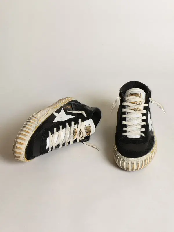 Men’s Mid Star in black nappa and suede with white leather star online