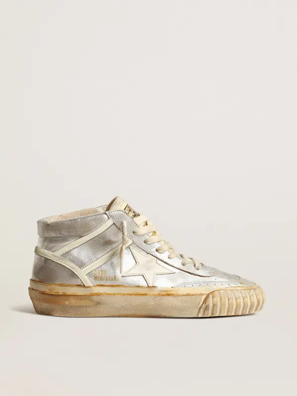 Men’s Mid Star in silver metallic leather with ivory star online