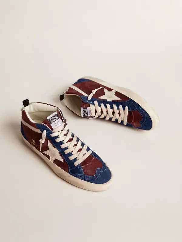 Men’s Mid Star in wine-red suede with white nappa star and flash online