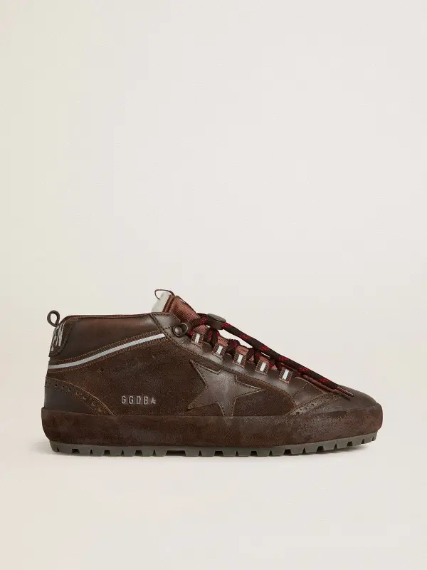 Men’s Mid Star Ski in brown suede with leather star and suede heel tab online