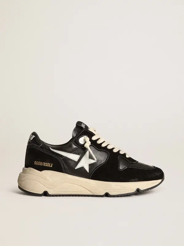 Men’s Running Sole in black nappa leather and suede with a white star online