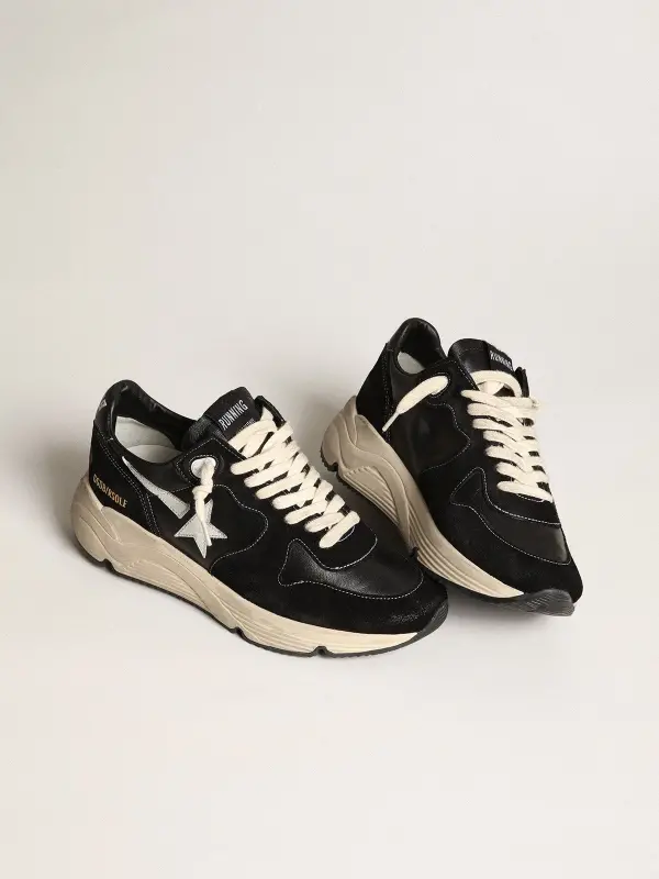 Men’s Running Sole in black nappa leather and suede with a white star online